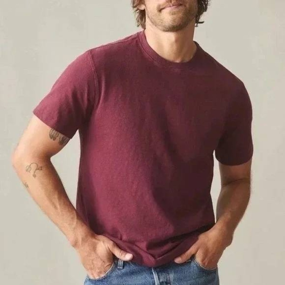 NEW American Giant Mens Burgundy Crew Neck T‎ Shirt XL Made in USA Cotton
